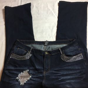 Ashley Stewart Dark Wash Distressed Jeans